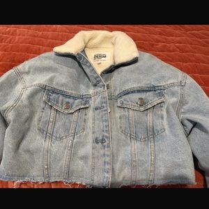 sherpa lined cropped jean jacket